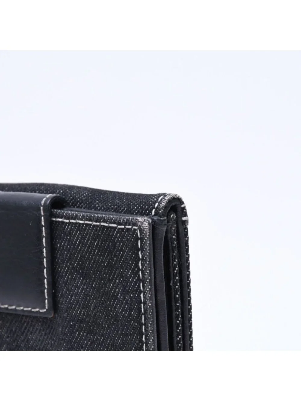 Dior Logo Button Bifold Wallet Denim Black Gray